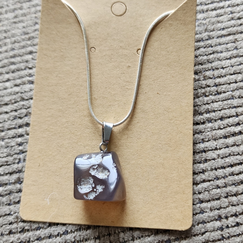 Sterling Silver Stone Pendant Necklace